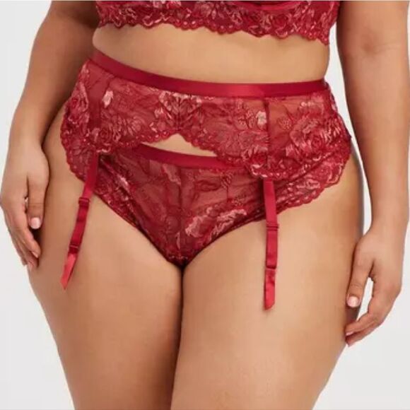 Torrid Biking Red Gold Lurex Garter Plussize 1X | 2X (14- 20) NWT - Picture 3 of 16
